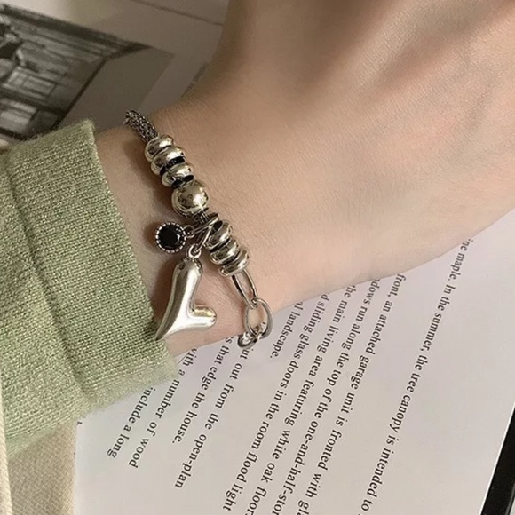 STERLING SILVER HEART BRACELET, NICE BRACELET, CUTE BRACELET - Picture 2 of 4